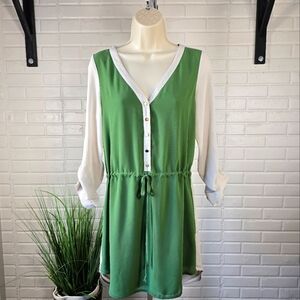 Naked Zebra Green Colorblock Tunic Dress size Small